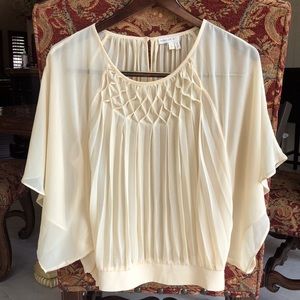 Anthropologie size S chiffon pleated flutter sleeve top